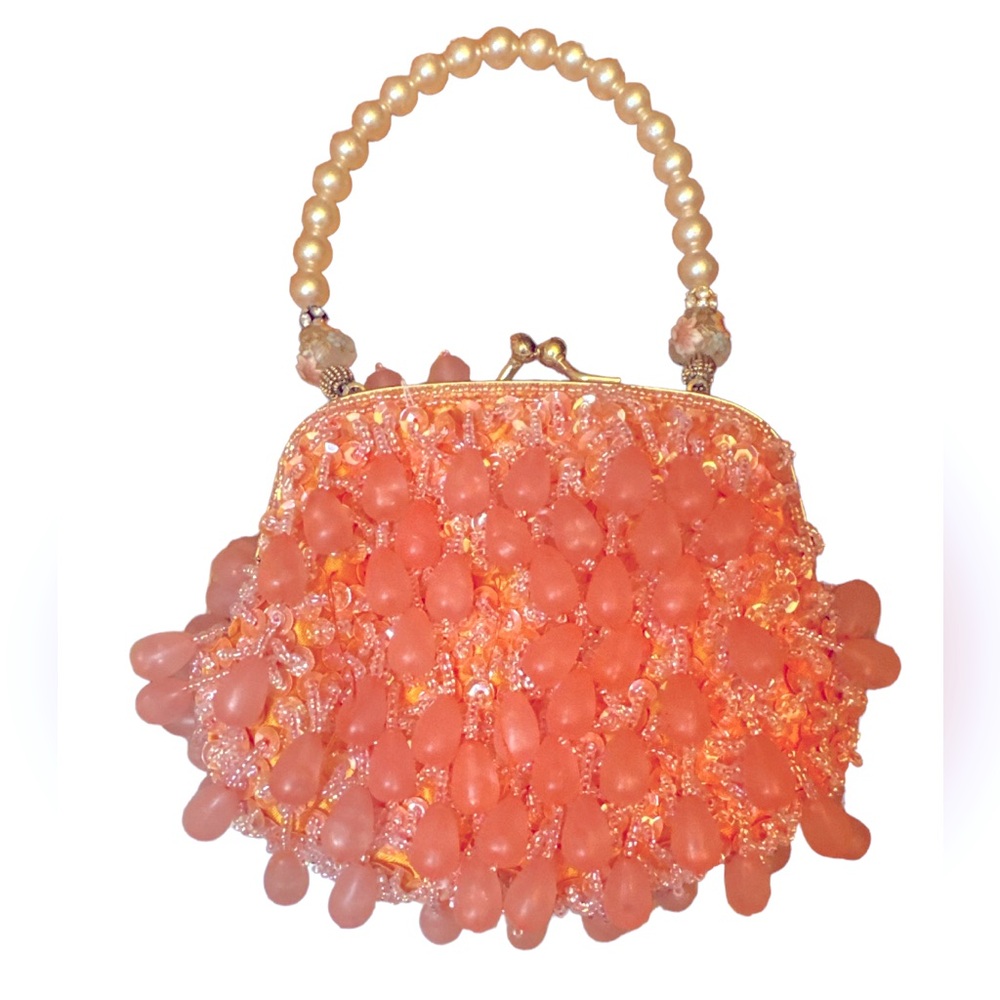 Elegant Pink Beaded Clutch